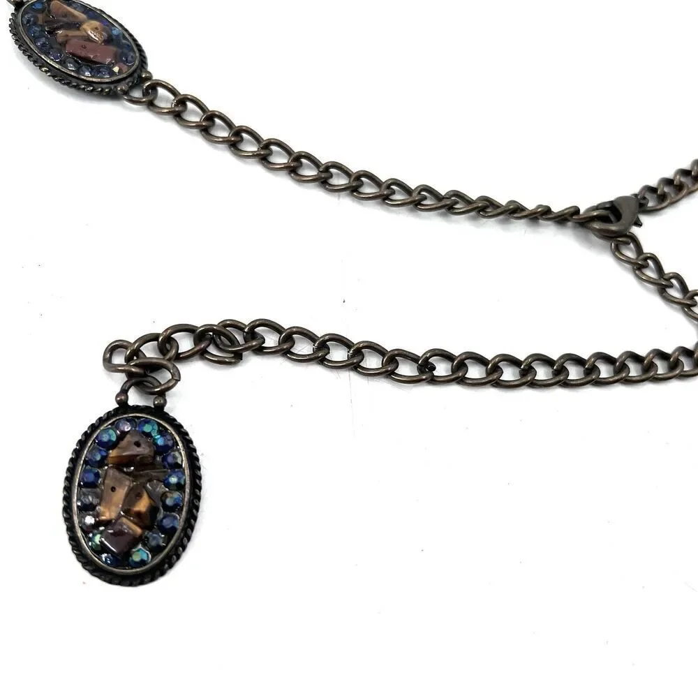 Bohemian Stone & Rhinestone Embellished Chain Belt Womens Small